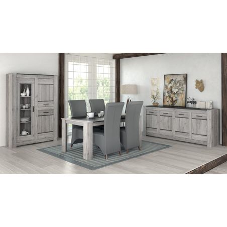 Table 180 cm SAWYER en décor chêne gris et pierre foncé