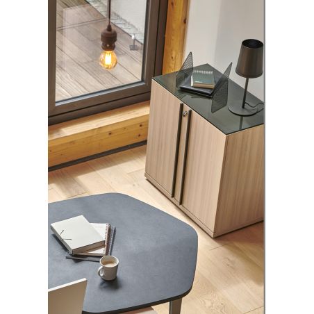 Rangement bas 2 portes E-MOTION chêne structuré
