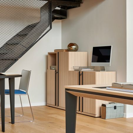 Rangement mi-haut 2 portes E-MOTION chêne structuré