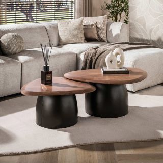 Set de 2 tables basses MELCHIOR en acacia brun