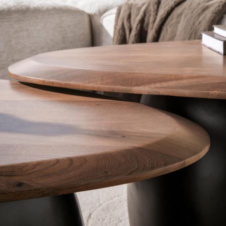 Set de 2 tables basses MELCHIOR en acacia brun