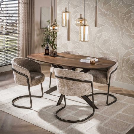 Table ovale MAXIME BRUN 180 cm en acacia massif brun chaud