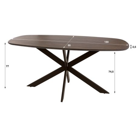 Table ovale MAXIME BRUN 180 cm en acacia massif brun chaud