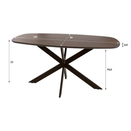 Table ovale MAXIME BRUN 150 cm en acacia massif brun chaud