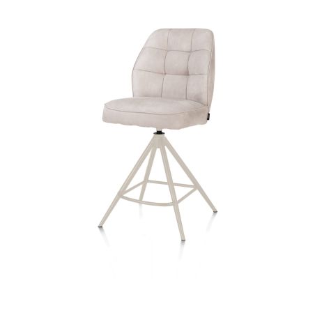 Bell, chaise de bar - piétement creme - pivotante - confort ressorts - calabria