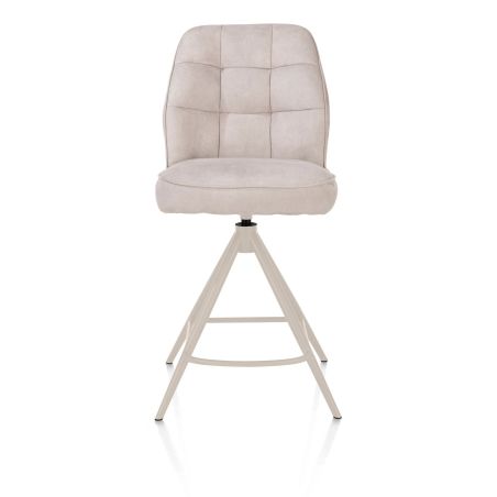Bell, chaise de bar - piétement creme - pivotante - confort ressorts - calabria