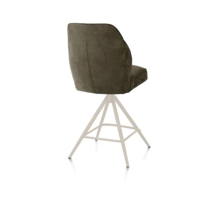 Bell, chaise de bar - piétement creme - pivotante - confort ressorts - calabria