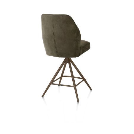 Bell, chaise de bar - piétement steelbrown - pivotante - confort ressorts - calabria
