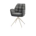 Bell, chaise à accoudoirs - piétement crème - pivotante - relax - confort ressorts - tissu Calabria