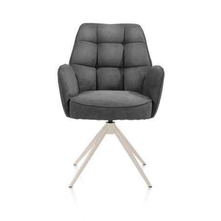 Bell, chaise à accoudoirs - piétement crème - pivotante - relax - confort ressorts - tissu Calabria