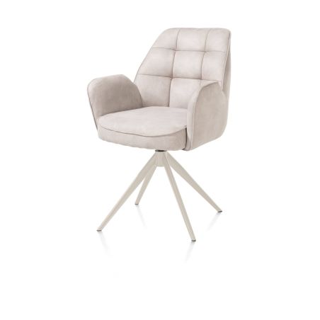 Bell, chaise à accoudoirs - piétement crème - pivotante - relax - confort ressorts - tissu Calabria