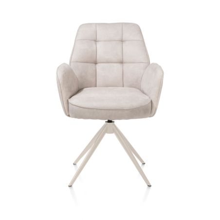 Bell, chaise à accoudoirs - piétement crème - pivotante - relax - confort ressorts - tissu Calabria