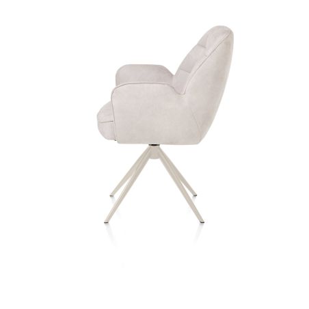 Bell, chaise à accoudoirs - piétement crème - pivotante - relax - confort ressorts - tissu Calabria