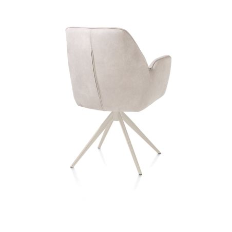 Bell, chaise à accoudoirs - piétement crème - pivotante - relax - confort ressorts - tissu Calabria