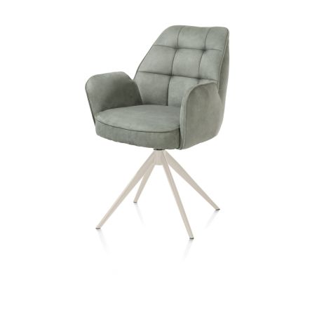 Bell, chaise à accoudoirs - piétement crème - pivotante - relax - confort ressorts - tissu Calabria