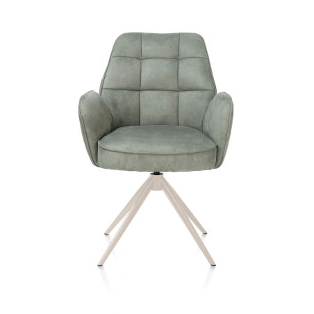 Bell, chaise à accoudoirs - piétement crème - pivotante - relax - confort ressorts - tissu Calabria