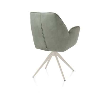 Bell, chaise à accoudoirs - piétement crème - pivotante - relax - confort ressorts - tissu Calabria