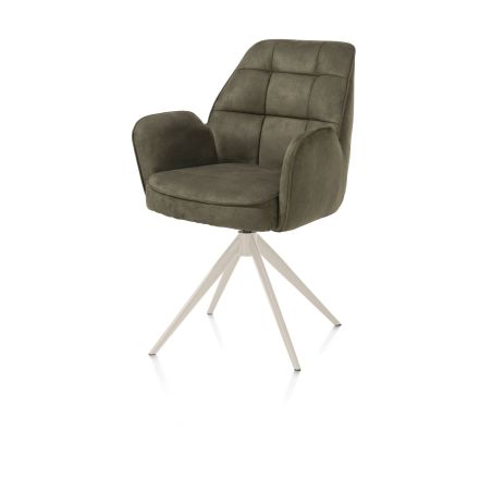 Bell, chaise à accoudoirs - piétement crème - pivotante - relax - confort ressorts - tissu Calabria
