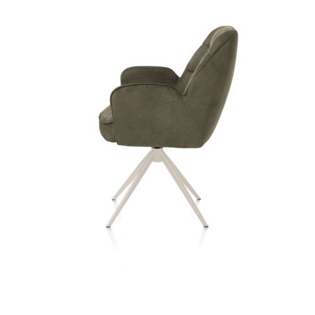 Bell, chaise à accoudoirs - piétement crème - pivotante - relax - confort ressorts - tissu Calabria
