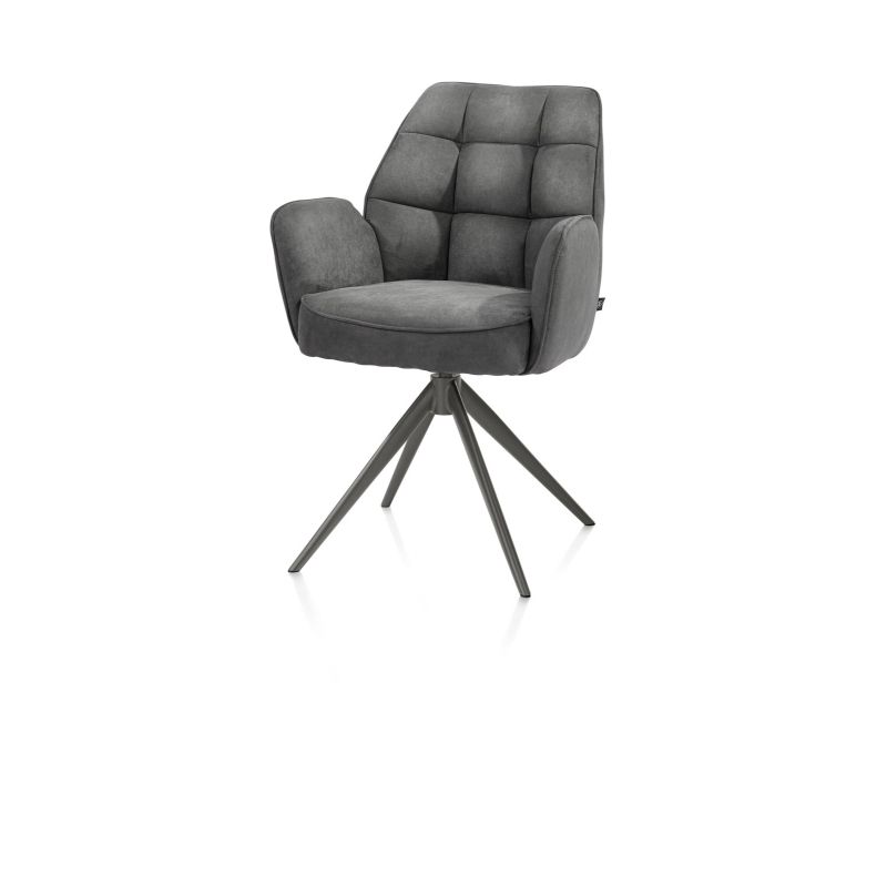 Bell, chaise à accoudoirs - piétement graphite - pivotante - relax - confort ressorts - tissu Calabria - Henders and Hazel