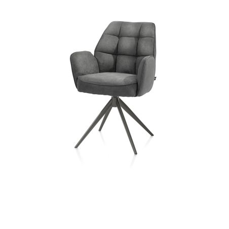 Bell, chaise à accoudoirs - piétement graphite - pivotante - relax - confort ressorts - tissu Calabria - Henders and Hazel