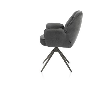 Bell, chaise à accoudoirs - piétement graphite - pivotante - relax - confort ressorts - tissu Calabria - Henders and Hazel