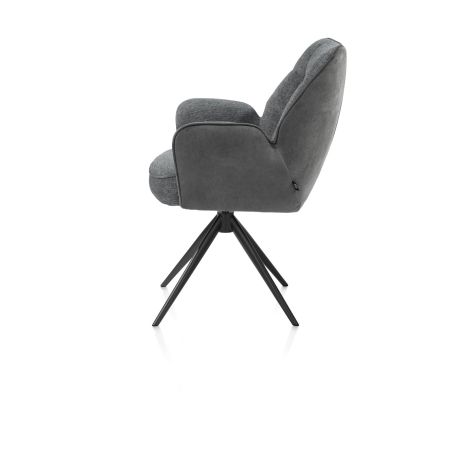 Bell, chaise à accoudoirs - piétement noir - pivotante - relax - confort ressorts - combi Calabria/Vada - Henders and Hazel