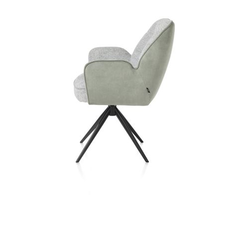 Bell, chaise à accoudoirs - piétement noir - pivotante - relax - confort ressorts - combi Calabria/Vada - Henders and Hazel