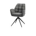Bell, chaise à accoudoirs - piétement noir - pivotante - relax - confort ressorts - tissu Calabria
