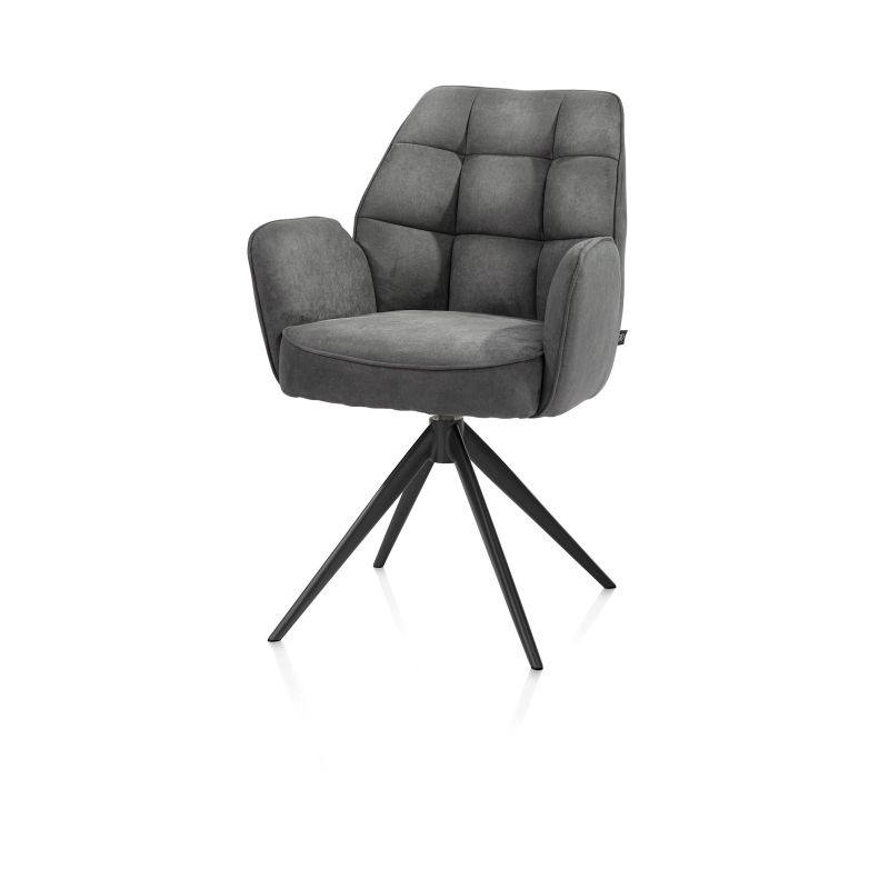 Bell, chaise à accoudoirs - piétement noir - pivotante - relax - confort ressorts - tissu Calabria