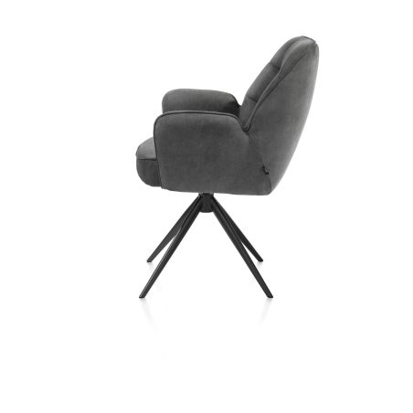 Bell, chaise à accoudoirs - piétement noir - pivotante - relax - confort ressorts - tissu Calabria