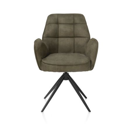 Bell, chaise à accoudoirs - piétement noir - pivotante - relax - confort ressorts - tissu Calabria