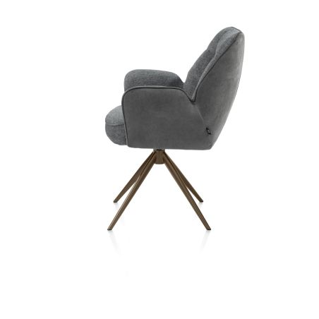 Bell, chaise à accoudoirs - piétement steelbrown - pivotante - relax - confort ressorts - combi Calabria/Vada