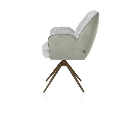 Bell, chaise à accoudoirs - piétement steelbrown - pivotante - relax - confort ressorts - combi Calabria/Vada