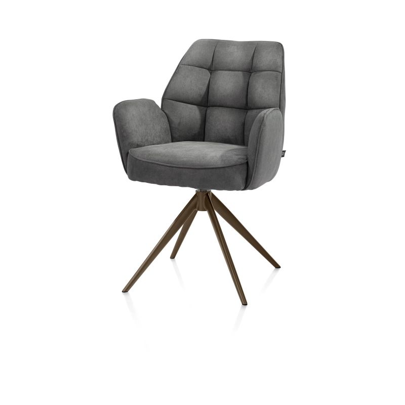 Bell, chaise à accoudoirs - piétement steelbrown - pivotante - relax - confort ressorts - tissu Calabria