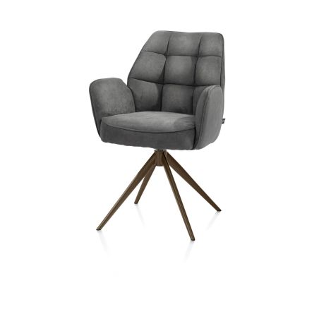 Bell, chaise à accoudoirs - piétement steelbrown - pivotante - relax - confort ressorts - tissu Calabria