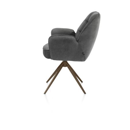 Bell, chaise à accoudoirs - piétement steelbrown - pivotante - relax - confort ressorts - tissu Calabria