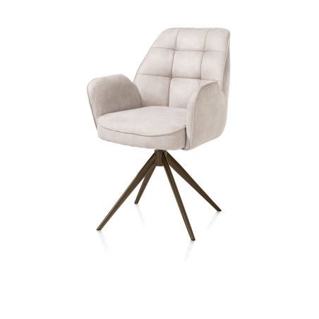 Bell, chaise à accoudoirs - piétement steelbrown - pivotante - relax - confort ressorts - tissu Calabria