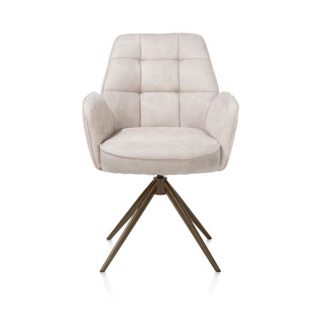Bell, chaise à accoudoirs - piétement steelbrown - pivotante - relax - confort ressorts - tissu Calabria
