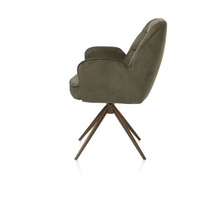 Bell, chaise à accoudoirs - piétement steelbrown - pivotante - relax - confort ressorts - tissu Calabria