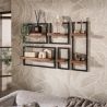 Set de 5 étagères murales TALOS en bois d'acacia brun et métal