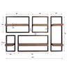Set de 5 étagères murales TALOS en bois d'acacia brun et métal