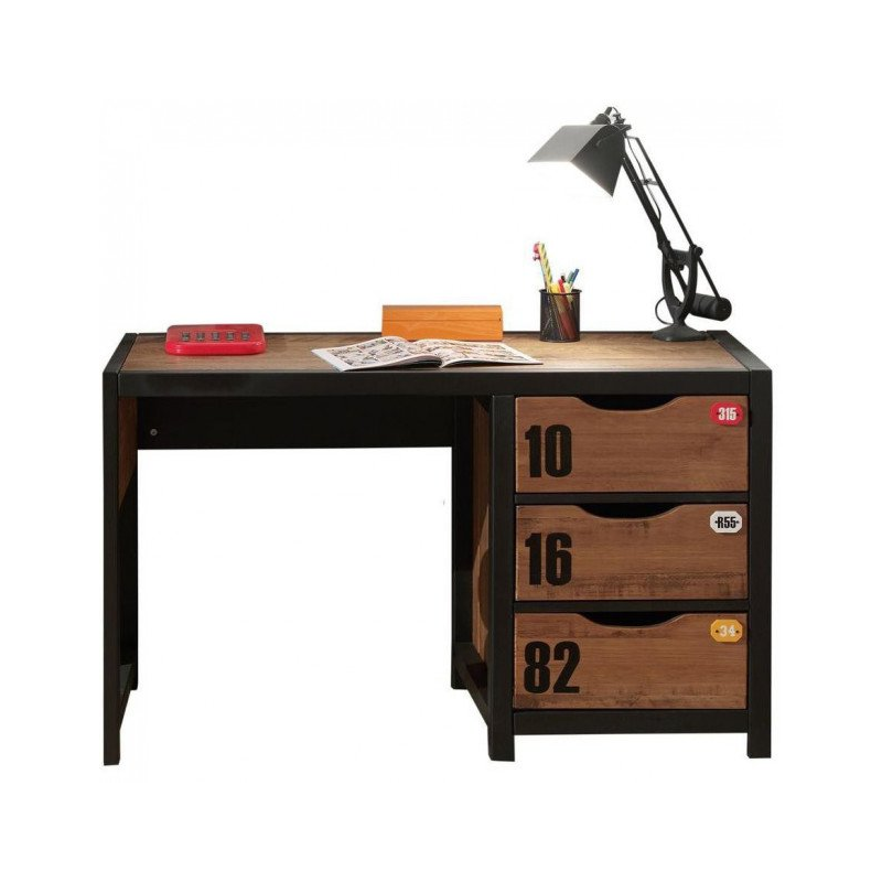 Bureau enfant Alexy brun et noir 130 cm