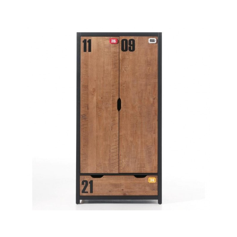 Armoire Alexy à 2 portes brun et noir 100 cm