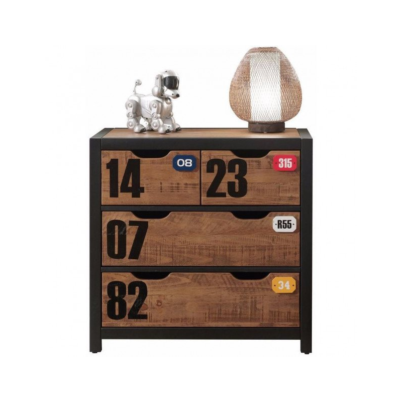 Commode Alexy brun et noir 86 cm 