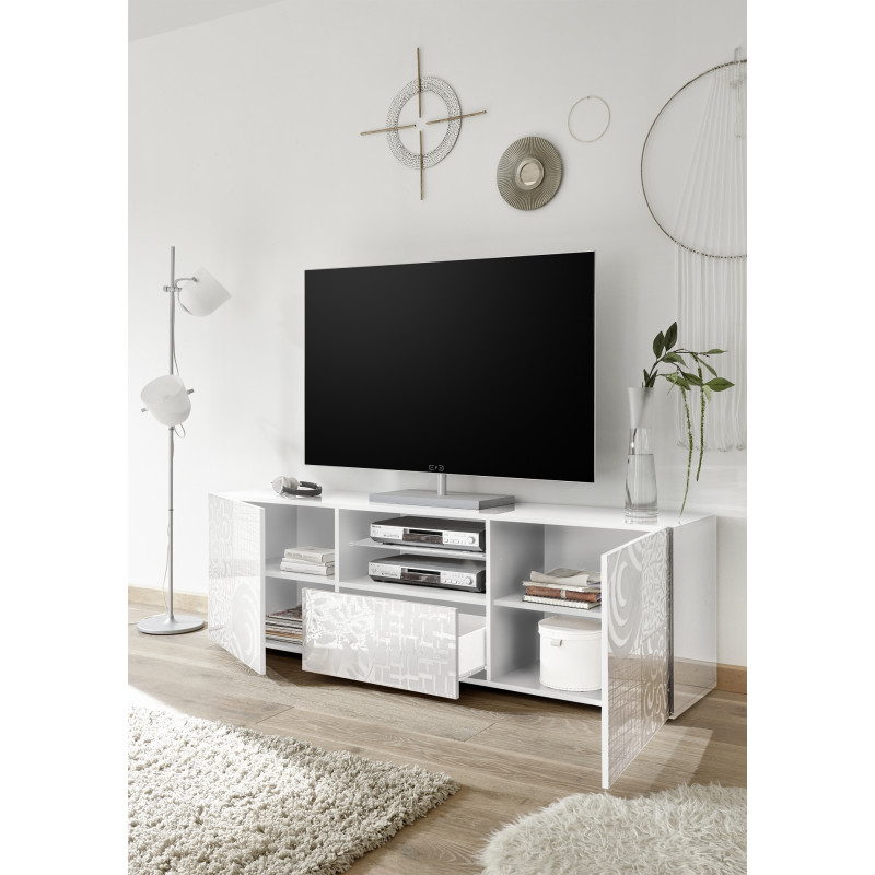 Meuble TV 2 portes - 1 tiroir CARO BLANC 181 cm