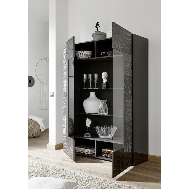 Vitrine 2 portes CARO GRIS 121 cm