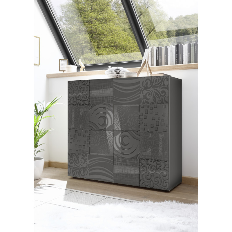 Meuble bar 2 portes CARO GRIS 121 cm