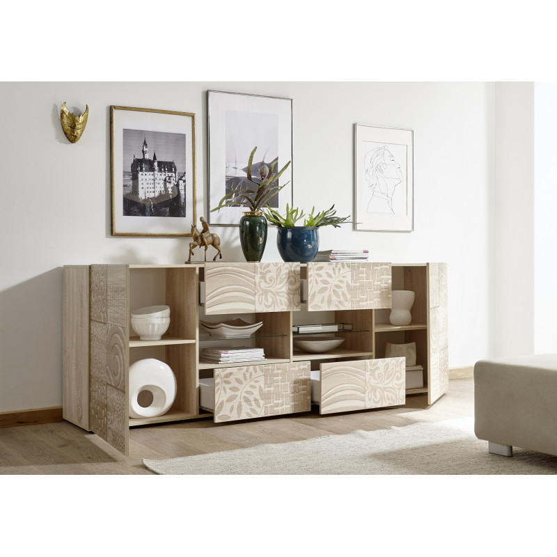 Buffet 2 portes - 4 tiroirs CARO CHENE 241 cm