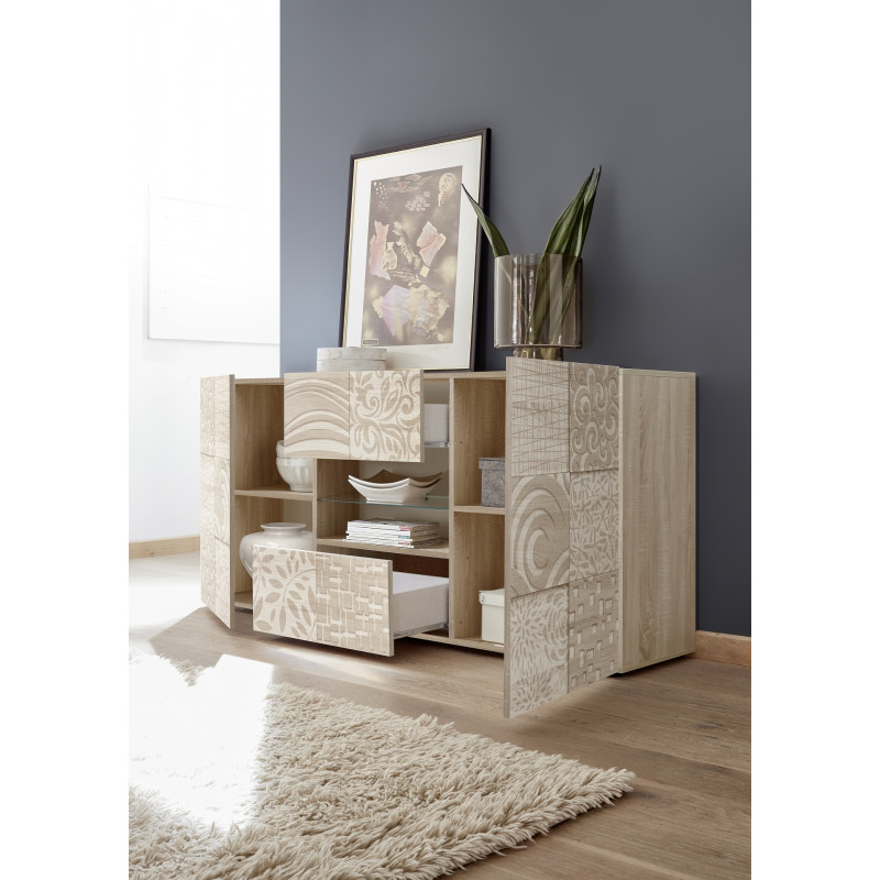 Buffet 2 portes - 2 tiroirs CARO CHENE 181 cm